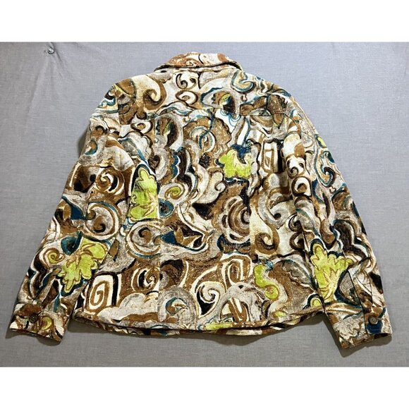 Vintage 90s Chicos Blazer Jacket Womens Size 1 Brown Floral Button Lined Ladies. - Picture 8 of 11